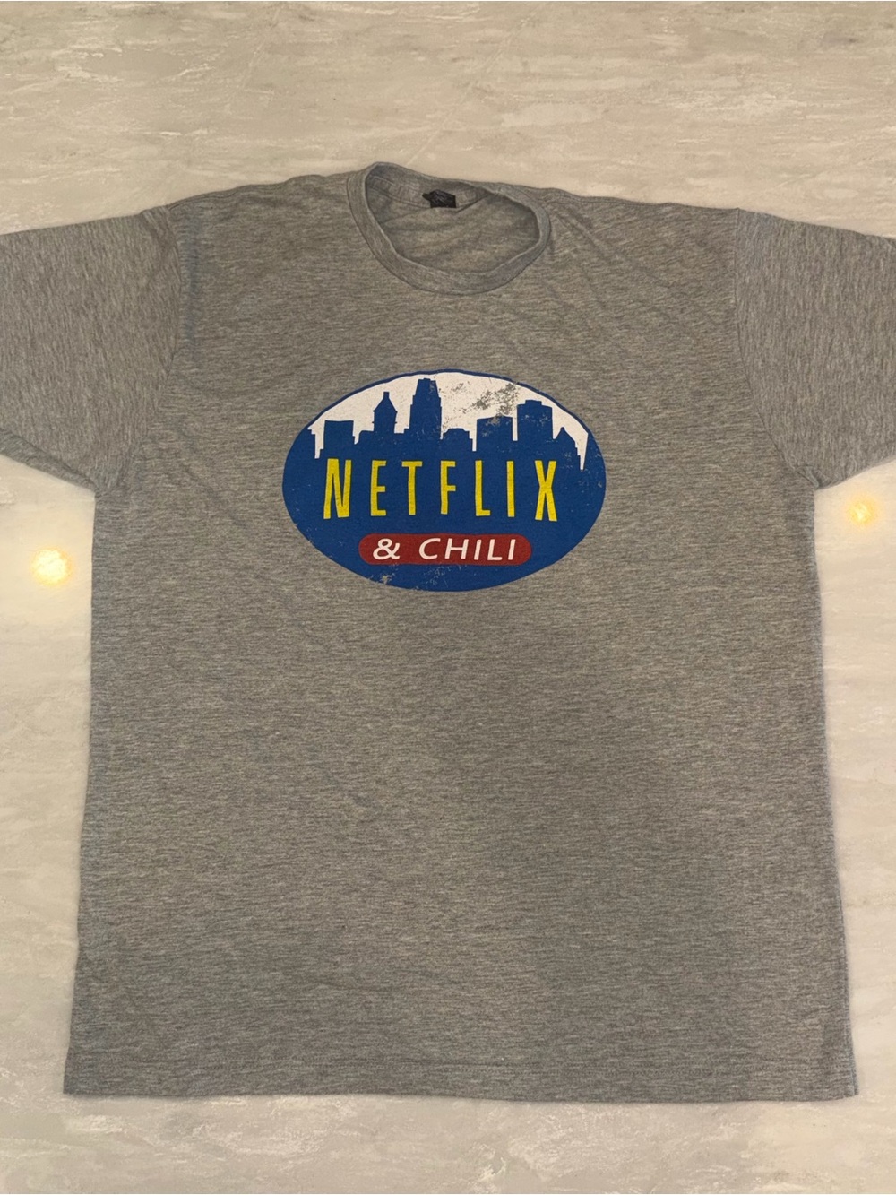 Netflix & Chili Grey Graphic Tee - Men's Casual Shirt
